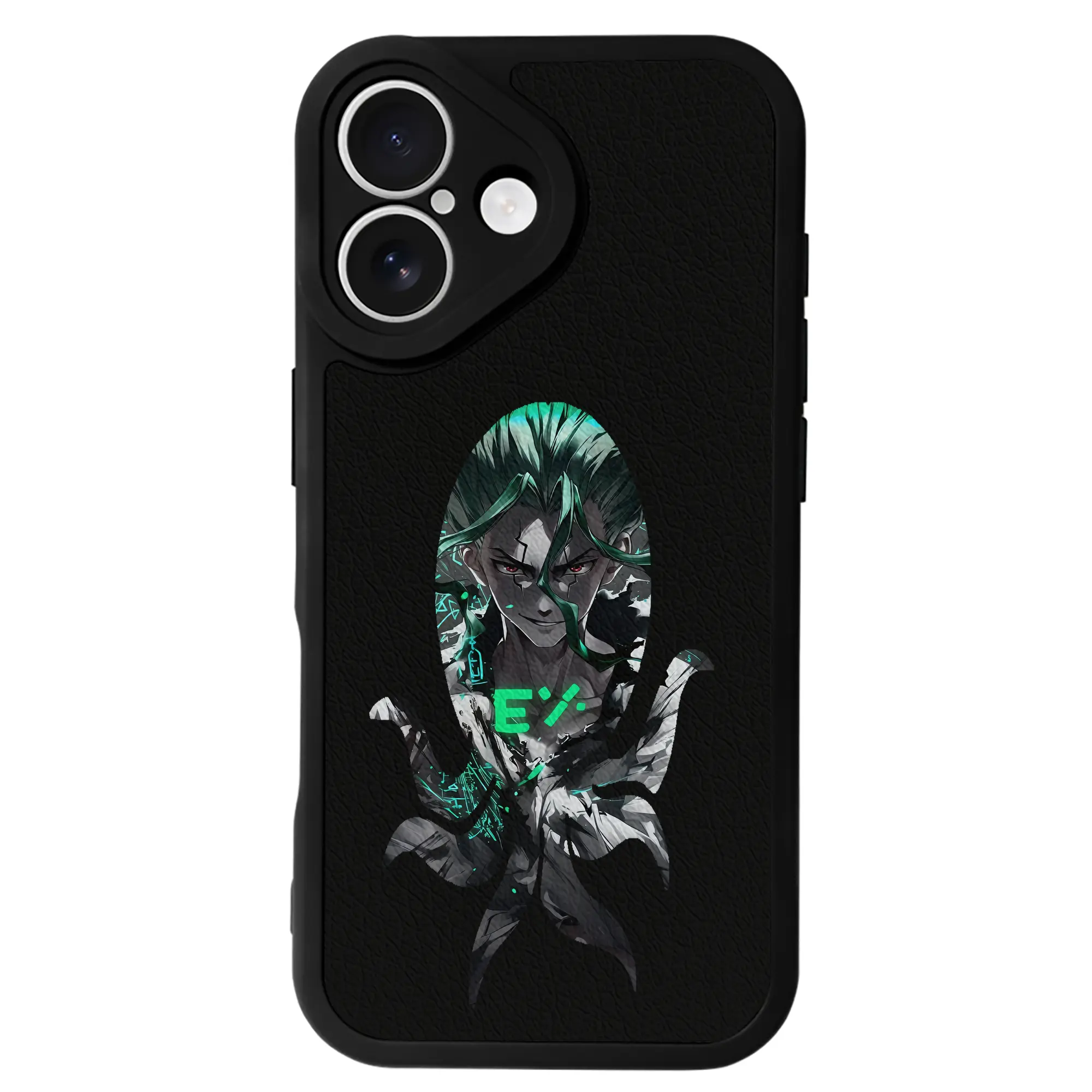 ドクターストーン グッズ,石神千空 - IPhone 16シリーズ対応 ・ シリコンスマホケース ・ レザー調 ・ 高精度フィット ・ 耐衝撃 ・ ワイヤレス充電対応 ・ 精密カット